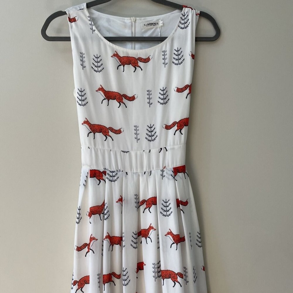 LA Soul Fox Print Fit Flare Dress